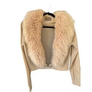 1950s Downen Cashmere and Mink Rhinestone Closure Sweater